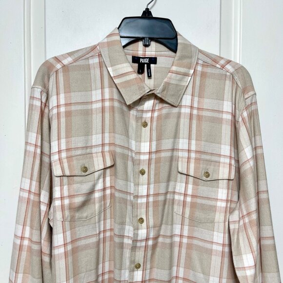 PAIGE Everett Plaid Flannel Button-Up Shirt Size‎ L - Picture 3 of 7